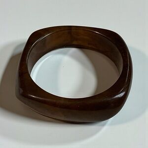 Vintage Chunky Tortoise Chocolate Brown Square Shape Mod Retro Bangle
